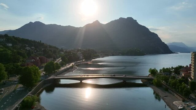 Aerial view of Malgrate Lecco in Lake Como, Italy