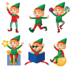 Cute kid wearing elf costume cartoon