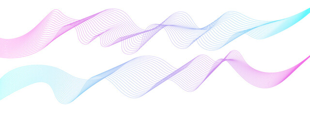 Colorful wavy stylized blend liens gradient background. Blending gradient colors for design elements in concept technology, music, science. Abstract banner design background. 