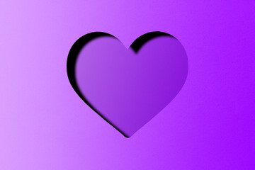 Fototapeta na wymiar purple paper cut heart shape valentines day festival