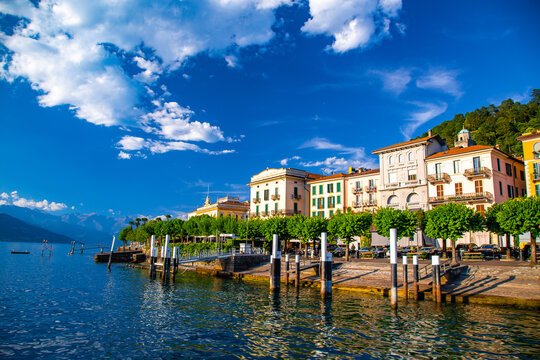 Street view of Bellagio village in Lake Como, in Italy.