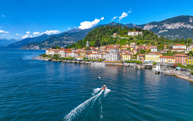 Aerial view of Bellagio village in Lake Como, in Italy.