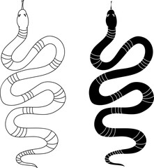 Fototapeta premium red snake vector.Lampropeltis triangulum vector.Sticker and hand drawn snake for tattoo.Red snake Reptile on white background.