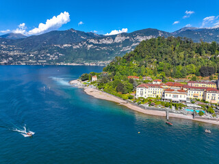 Aerial view of Bellagio village in Lake Como, in Italy.