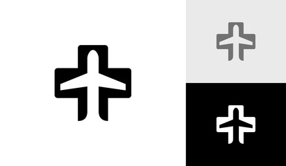 First aid airplane logo design vector