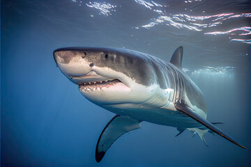 Naklejka premium close-up photograph of a great white shark