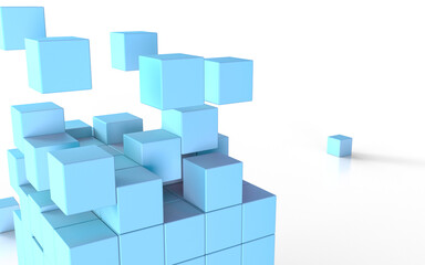 積み上げられるキューブの3Dイラストレーション