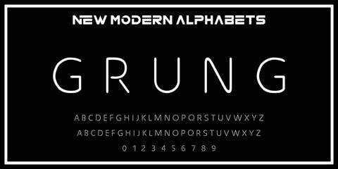 GRUNG Modern Bold Font. Regular Italic Number Typography urban style alphabet fonts for fashion, sport, technology, digital, movie, logo design, vector 