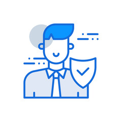 Security business people icon with blue duotone style. Lock, protection, safety, secure, shield, password, internet. Vector illustration