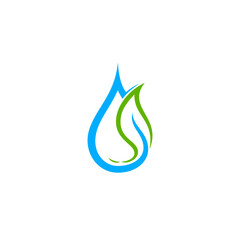 water drop with leaf  logo design