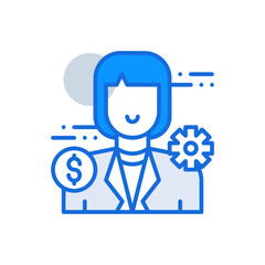 Management business people icon with blue duotone style. Job, growth, process, finance, manage, collaboration, company. Vector illustration