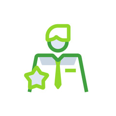 Expert business people icon with green duotone style. Isolated, cooperation, resource, skill, professional, goal, personal. Vector illustration