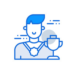 Winner business people icon with blue duotone style. Win, award, best, success, achievement, first, champion. Vector illustration