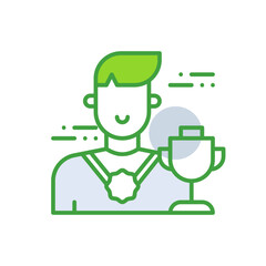 Winner business people icon with green duotone style. Win, award, best, success, achievement, first, champion. Vector illustration