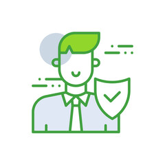 Security business people icon with green duotone style. Lock, protection, safety, secure, shield, password, internet. Vector illustration