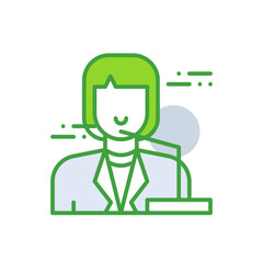 Speech business people icon with green duotone style. Message, talk, communication, bubble, speak, dialog, discussion. Vector illustration