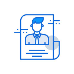 Resume business people icon with blue duotone style. Recruitment, cv, web, office, career, design, professional. Vector illustration