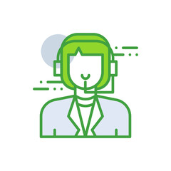 Customer Service business people icon with green duotone style. Help, support, contact, center, person, call, phone. Vector illustration