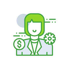 Management business people icon with green duotone style. Job, growth, process, finance, manage, collaboration, company. Vector illustration