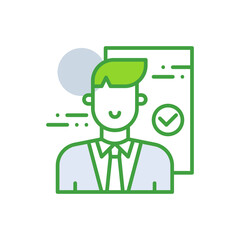 Candidate business people icon with green duotone style. People, job, human, recruitment, career, team, employee. Vector illustration