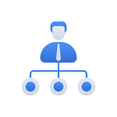 Structure business people icon with blue duotone style. Network, connection, human, linear, organization, company, manager. Vector illustration
