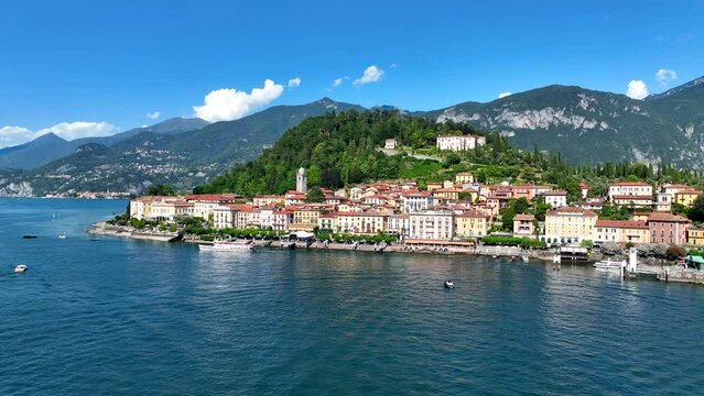 Aerial view of Bellagio village in Lake Como, in Italy.