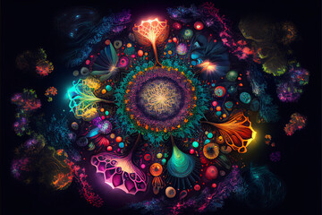 Fototapeta premium Circle design representing psychedelic experience. Generative AI