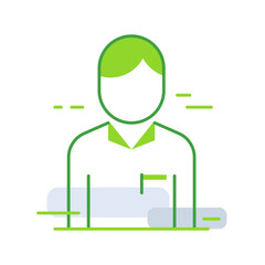 Employee business people icon with green outline style. business, employee, team, people, teamwork, group, partnership. Vector Illustration