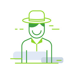 Client business people icon with green outline style. client, customer, line, business, service, user, symbol. Vector Illustration