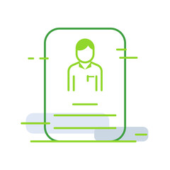 ID business people icon with green outline style. id, symbol, identity, identification, card, business, sign. Vector Illustration