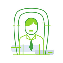 Boss business people icon with green outline style. boss, business, person, manager, people, office, leader. Vector Illustration