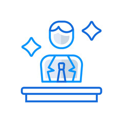 Boss business people icon with blue outline style. boss, business, person, manager, people, office, leader. Vector Illustration