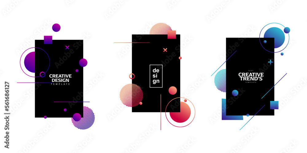 Leinwandbilder Set of abstract dynamic shape for copy space. Creative trendy shape for poster template