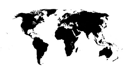 World Map in black and white. Vector Illustration.
