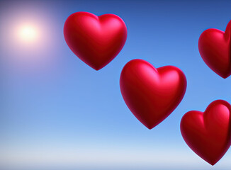 Obraz na płótnie Canvas Valentine's Day background with 3d hearts. IA technology