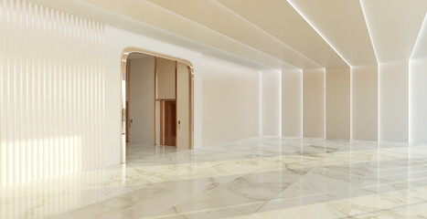 Empty interior hall with modern and retro design