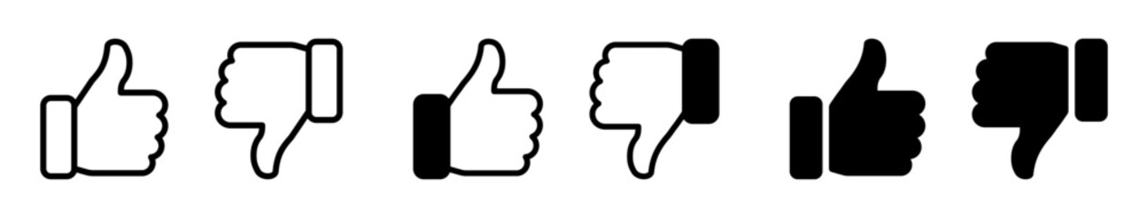 Thumb up and thumb down icon set