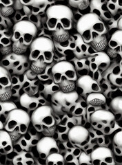 Gothic skulls background. Grungy human skulls. IA technology