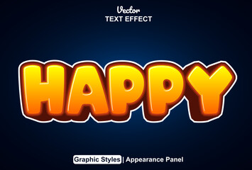 Fototapeta premium happy text effect with graphic style and editable.