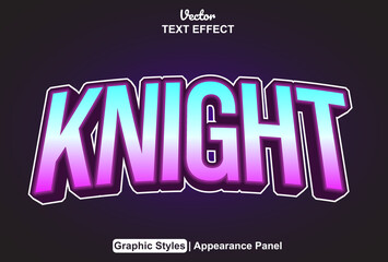 knight text effect with graphic style and editable.