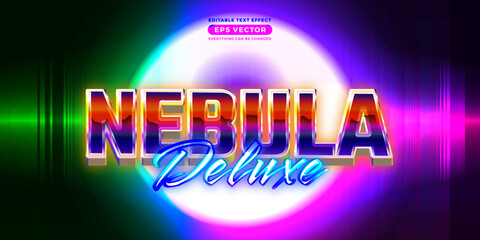 Nebula deluxe editable text effect retro style with vibrant theme concept for trendy flyer, poster and banner template promotion