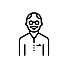 Black line icon for senior