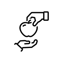 Black line icon for take