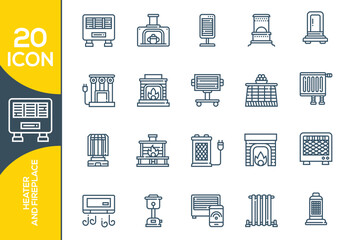 HEATER AND FIRE ICON SET DESIGN
