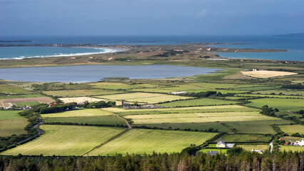 Fototapeta na wymiar Aerial view of the seaside village of Castlegregory