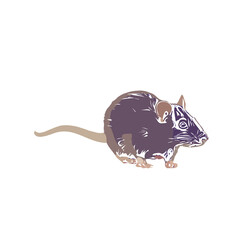 colored sketch of a mouse with a transparent background