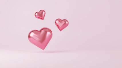 Pink heart on pink background. 3D Render. Happy valentine day concept.