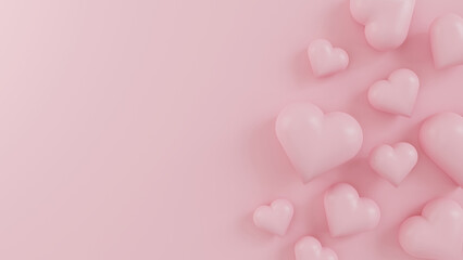 Pink heart on pink background. 3D Render. Happy valentine day concept..