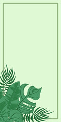 aesthetic green pastel vertical banner with decorative leaves element