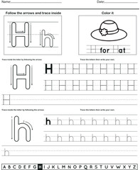 	
Alphabet tracing worksheet with letter and vocabulary H